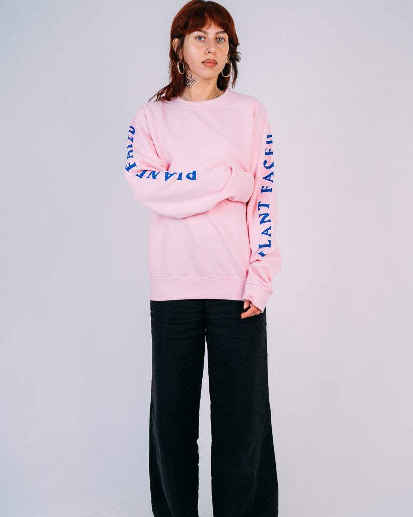 No Beef Sweater - Baby Pink x Electric Blue – Plant Faced Clothing