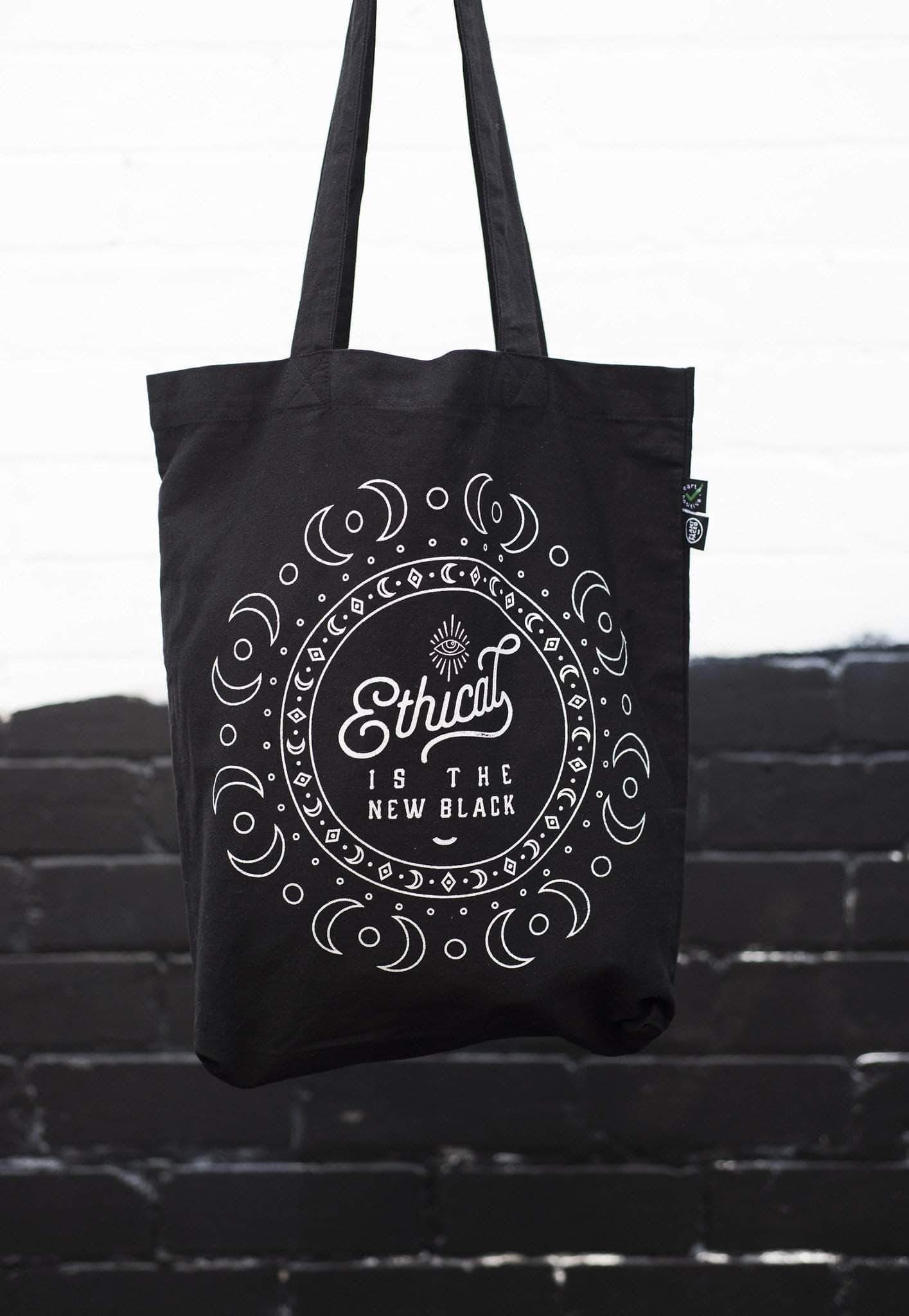 Black Cotton Tote Bag, Ethically Sourced